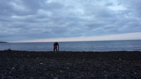 A Child Play On The Beach Stock Footage 126018810