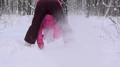 Child play in the forest. Slow motion Stock Footage 68516535