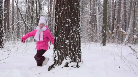 Child play in the forest. Slow motion Stock Footage 68516799