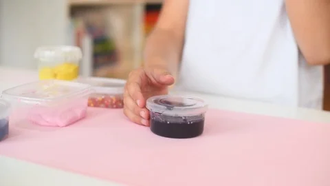 Child play with slime. playing with slime. Stock Footage 111769741