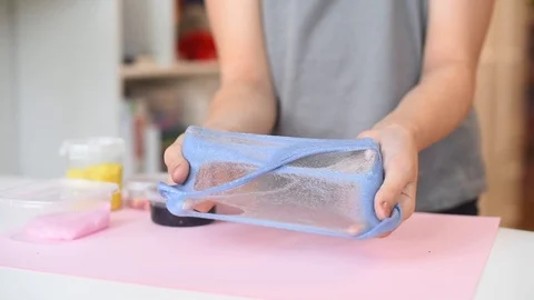 Child play with slime. playing with slime. Stock Footage 111769906