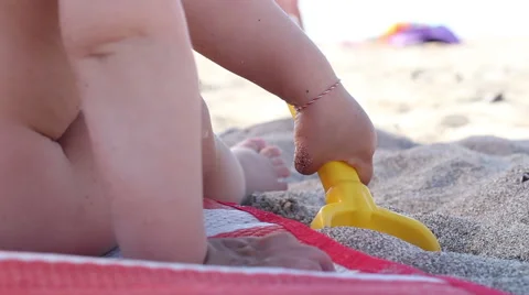 Child Playing on Beach Stock Footage 51015336