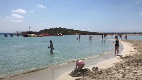 Child playing at the beach Video stock 91207967