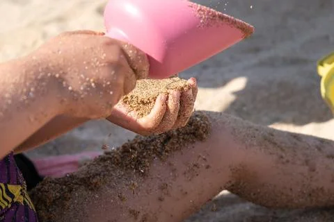 Child playing on a beach, good activity and sport for health and mental healt Fotos de archivo