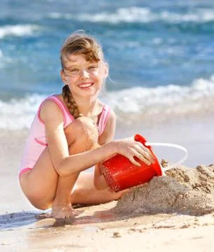 Child playing on  beach. Stock Photos