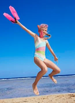 Child playing on  beach. Stock Photos