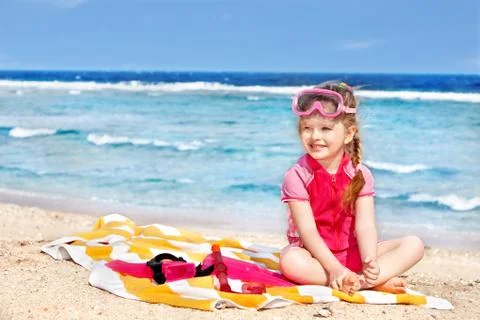 Child playing on  beach. Stock Photos