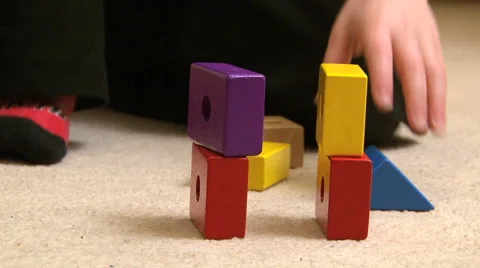 Child Playing with Blocks Stock Footage 46288696