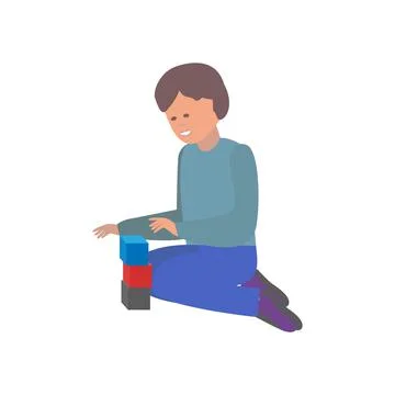 Child playing with blocks vector illustration Stock Illustration