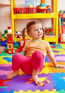 Child  playing with building block . Stock-Fotos