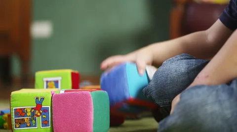 Child Playing With Building Blocks Stock Footage 58615399