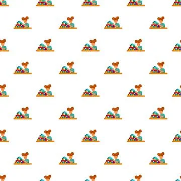 Child playing with building blocks seamless pattern Stockillustratie