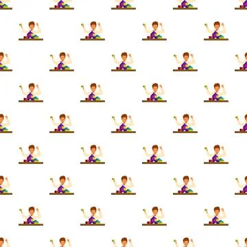 Child playing building blocks seamless pattern Stock Illustration