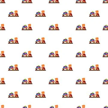 Child playing building blocks seamless pattern background Stockillustratie