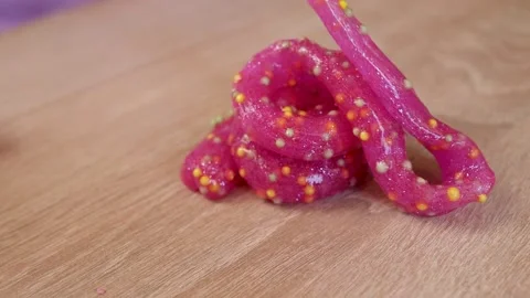 Child playing with colored slime close-up Stock Footage 221330748