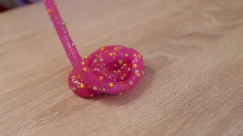 Child playing with colored slime close-up Stock Footage 221342580