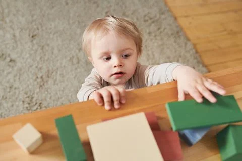 Child playing with constructor at home Stock Photos