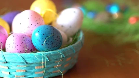 Child playing with Easter colorful eggs Stock Footage 105086588