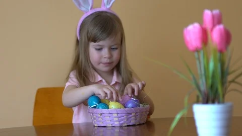 Child Playing With Easter Eggs Stock Footage 105005794
