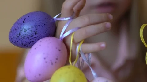 Child Playing With Easter Eggs Stock Footage 105011759