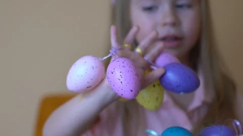 Child Playing With Easter Eggs Stock Footage 105012894
