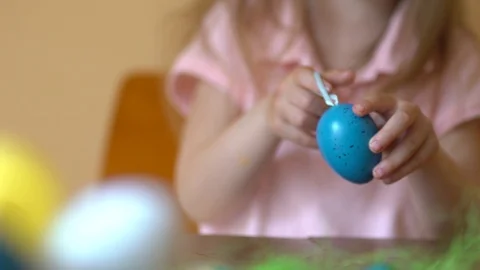 Child Playing With Easter Eggs Stock Footage 105033524