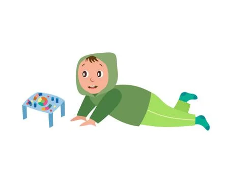 Child playing game for brain development, flat vector illustration isolated. Illustrazione stock