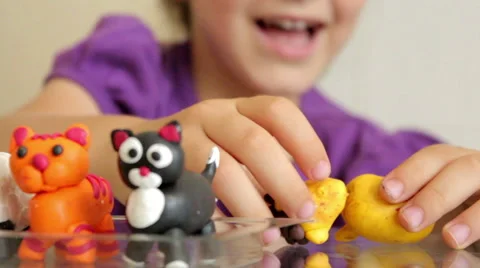 Child Playing With Play Dough, Close Up 動画素材 62066462
