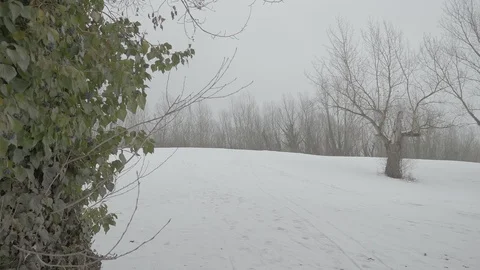 A child playing in the in the snow. Stock Footage 87307718