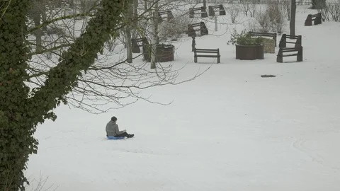 A child playing in the in the snow. Stock Footage 87308218