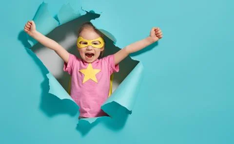 Child playing superhero Stock Photos