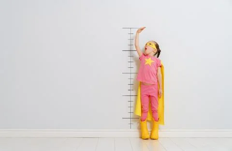 Child is playing superhero Foto stock