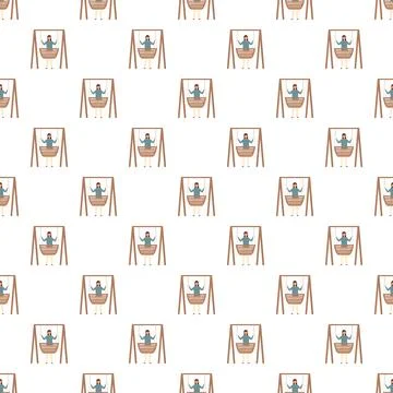 Child playing on swing pattern background Stock Illustration