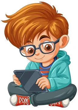 Child Playing with Tablet Stock Illustration
