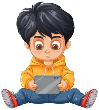 Child Playing with Tablet Stock Illustration