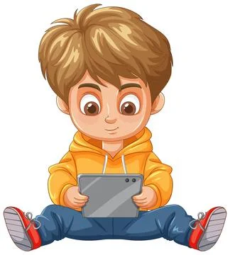 Child Playing with Tablet Stock Illustration