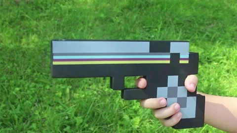 Child playing with weapons minecraft Stock Footage 135016810