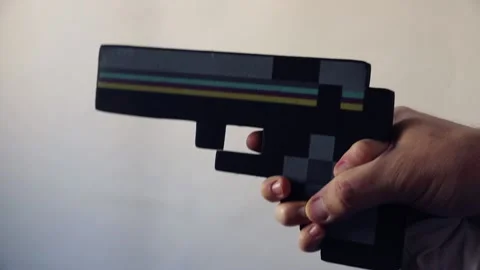 Child playing with weapons minecraft together father Stock Footage 147103308