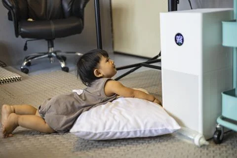 Child Playing At working Room Stock Photos