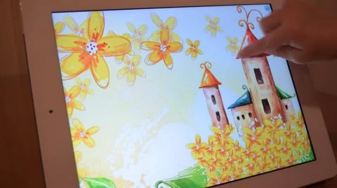 A child plays a computer game on a tablet iPad Stock-Footage 60223250