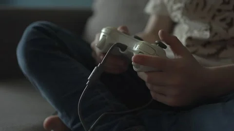 The child plays computer games at home. The child is addicted to computer games Stock Footage 194469178