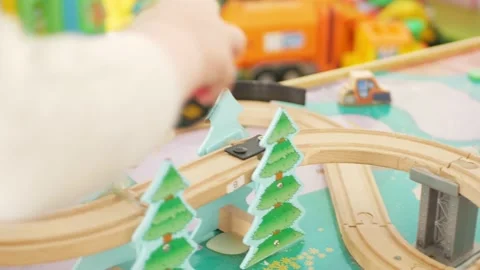 Child plays with interactive toy, educational, children's play center Stock Footage 171874738