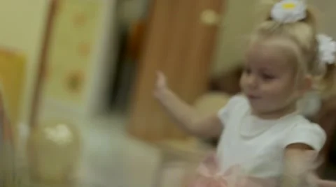 A child plays with soap bubbles. Stock Footage 50144103