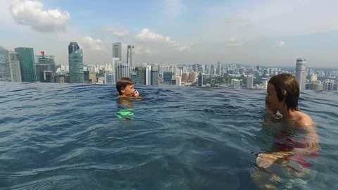 Child in a pool Stock Footage 102035928