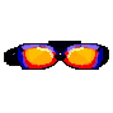 Child pool goggles game pixel art vector illustration 스톡 일러스트