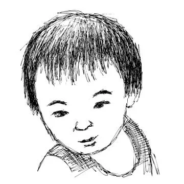 Child portrait, Hand drawn Stock Illustration