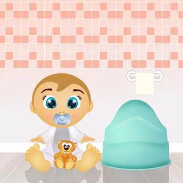 Child with the potty night Stock Illustration