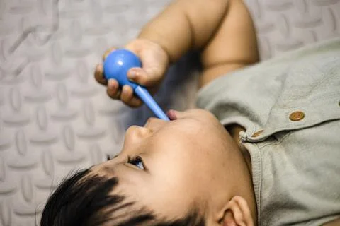 Child Practicing Brushing Teeth Stock Photos