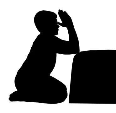 Child pray next to bed Stock Illustration