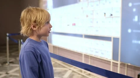 A child of primary school age visiting a science museum Stock Footage 293497119